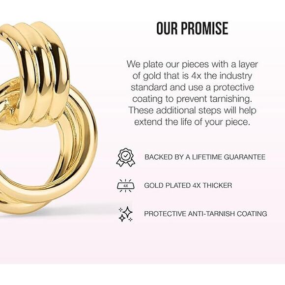 Electric Picks Knot Earrings Women 14k Gold Plated Lightweight Hoop Modern Gift - Picture 7 of 7